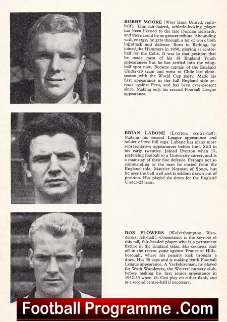 Football League v Italy Football League 1962 – + Bobby Moore
