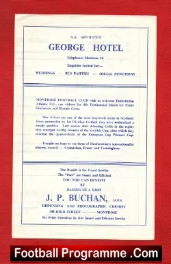 Frank Sandeman Ronnie Cross Testimonial Dunfermline 1962