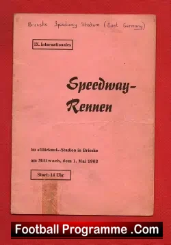Germany Speedway Programme 1963 – Rennen Brieske Stadium