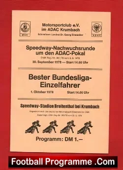 Germany Speedway Programme 1978 – Bundesliga