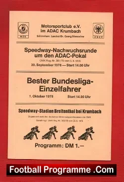 Germany Speedway Programme 1978 – Einzelfahrer 78