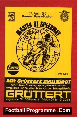 Germany Speedway Programme 1980 – Master Of Speedway