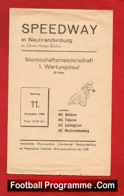 Germany Speedway Programme 1988 – Mannschafts Meisterschaft