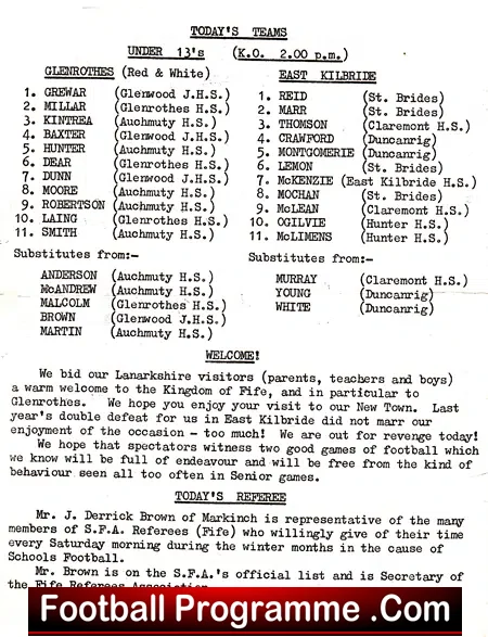 Glenrothes v East Kilbride 1972 – Schoolboys Match