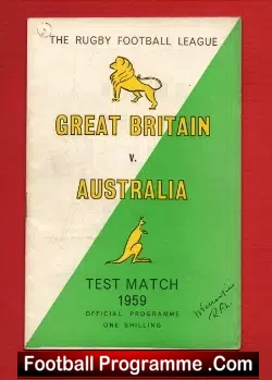 Great Britain Rugby v Australia 1959 – Test Match – December