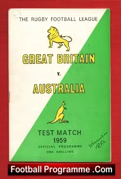 Great Britain Rugby v Australia 1959 – Test Match – November