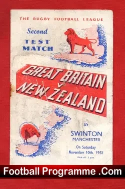 Great Britain Rugby v New Zealand 1951 – at Swinton