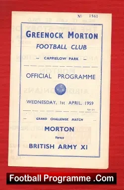 Greenock Morton v British Army 1959 - football programme
