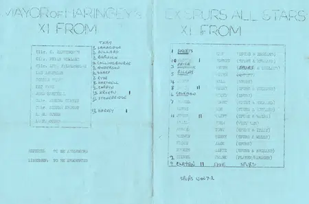 Haringey XI v Tottenham 1975 – Moorgate Train Disaster Fund