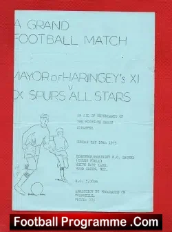 Haringey XI v Tottenham 1975 – Moorgate Train Disaster Fund