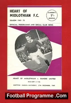 Heart Of Midlothian v Dundee United 1969 - football programme