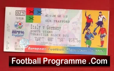 Italy v Germany 1996 – Football Ticket Euro 96 OT – Unused