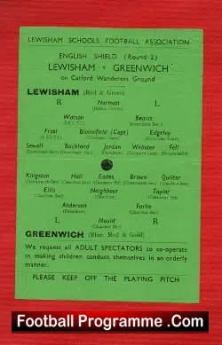 Lewisham v Greenwich 1940s – Schoolboys English Shield