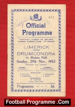 Limerick v Drumcondra 1953 – Plus Signed