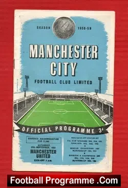 Manchester City v Manchester United 1958 - football programme
