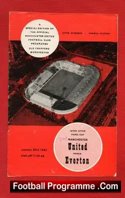 Manchester United v Everton 1965 - Fairs Cup Football Programme - football programme