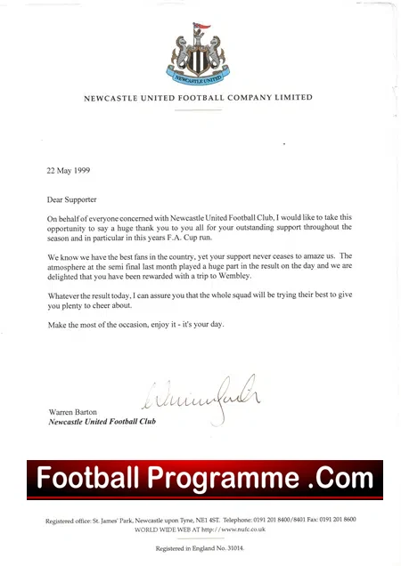Manchester United v Newcastle United 1999 – Cup Final DIRECT