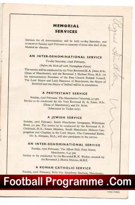 Manchester United v Nottingham Forest 1958 – Plus Autographs ?