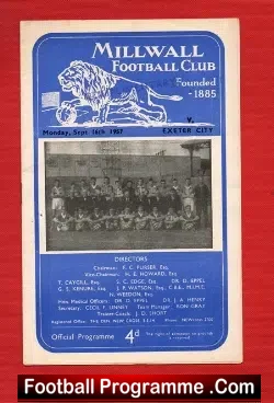 Millwall v Exeter City 1957 + Newspaper Article - football memorabilia