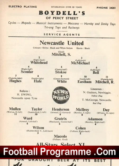Norman Smith Benefit Testimonial Newcastle United 1959 – Showbiz