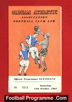Oldham Athletic v Rochdale 1961 - football programme