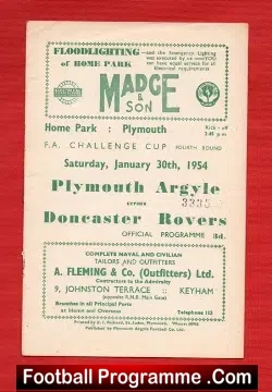 Plymouth Argyle v Doncaster Rovers 1954