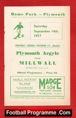 Plymouth Argyle v Millwall 1957