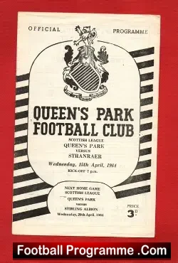 Queens Park v Stranraer 1964 – Scottish Football Programmes
