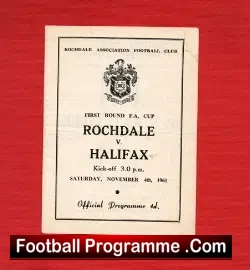 Rochdale v Halifax Town 1961 - football programme