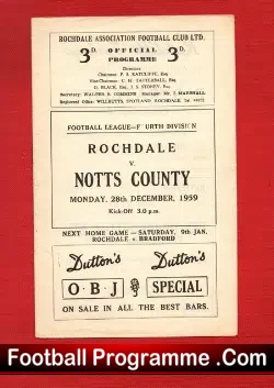 Rochdale v Notts County 1959 - football programme