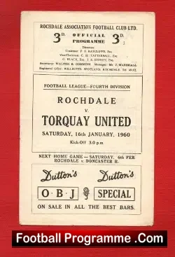 Rochdale v Torquay United 1960 - football programme