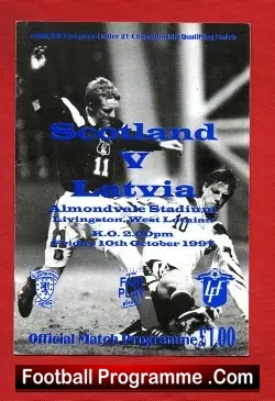 Scotland v Latvia 1997 - Under 21 at Livingston U21 - football programme