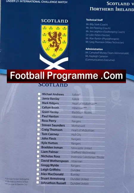 Scotland v Northern Ireland 2010 – Under 21 at Hampden U21