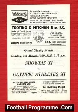 Showbiz XI v Olympic Athletes 1969 – at Tooting + Des O’Connor