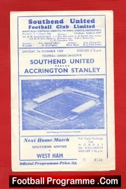 Southend United v Accrington Stanley 1959