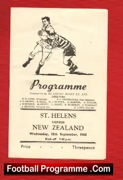 St Helens Rugby v New Zealand 1965