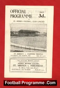 St Mirren v Partick Thistle 1964 - football programme