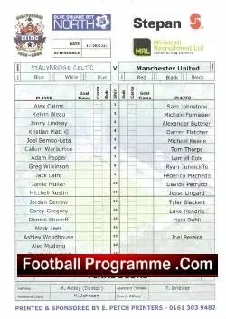 Stalybridge Celtic v Manchester United 2012 – Single Sheet