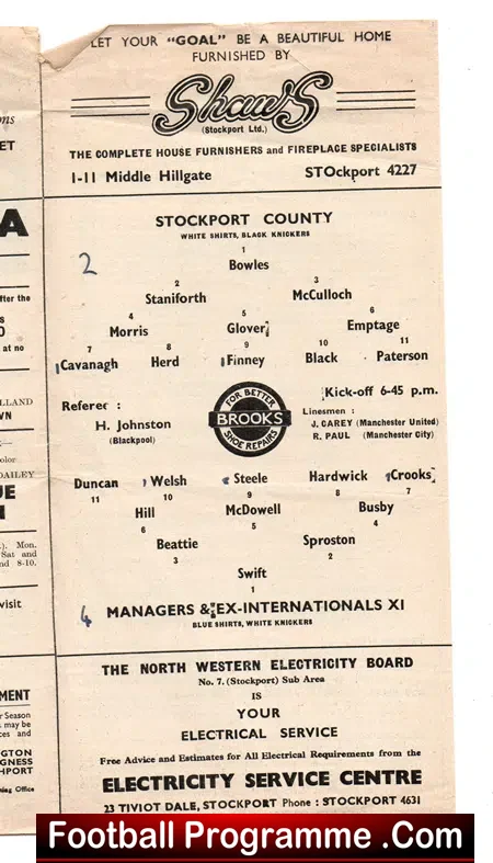 Stockport County v Football Managers 1951 – Sir Matt Busby