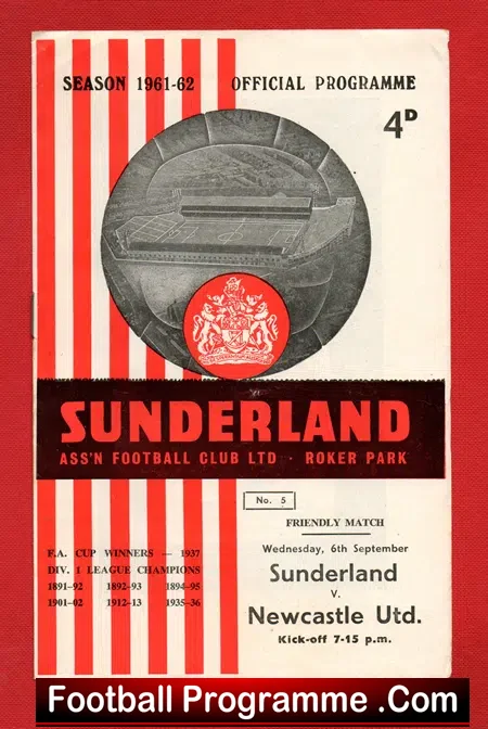 Sunderland v Newcastle United 1961 – Friendly Match at Roker