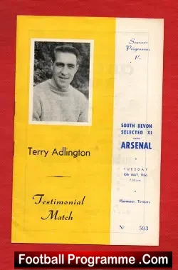 Terry Adlington Testimonial Benefit Match Arsenal 1966 - football programme