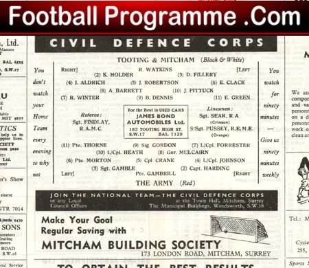 Tooting Mitcham United v The Army 1965