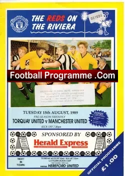 Torquay United v Manchester United 1989 – Pre Season Friendly