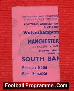 Wolves v Manchester United 1965 – FA Cup Quarter Final Ticket