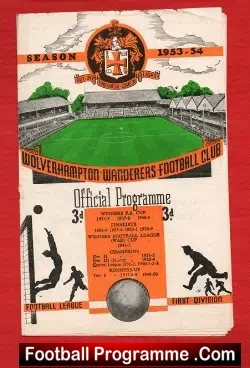Wolves Wolverhampton v Manchester United 1953 - football programme