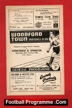 Woodford Town v Hornchurch Upminster 1958