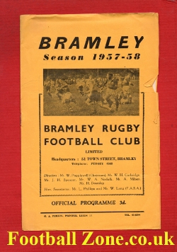 Bramley Rugby v Whitehaven 1957