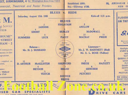 Millwall Football Club Blue v Red 1955 - Practice Match