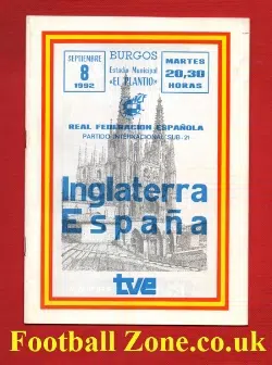 Spain v England 1992 – Under 21’s Match U21