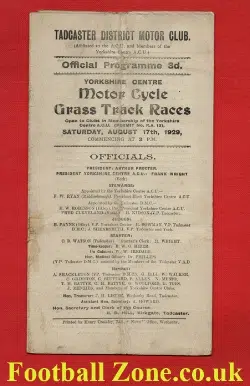 Tadcaster Motor Cycle Grass Track Race Yorkshire 1929